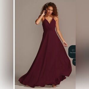 Davids Bridal Wine spaghetti strap Evening Gown Size 16